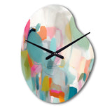 Pink Blue Minimalism Fluidity IV - Asymmetric Metal Wall Clock