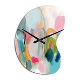 Pink Blue Minimalism Fluidity V - Asymmetric Metal Wall Clock