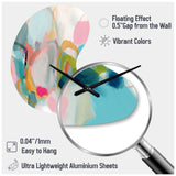 Pink Blue Minimalism Fluidity V - Asymmetric Metal Wall Clock