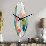 Pink Blue Minimalism Fluidity V - Asymmetric Metal Wall Clock
