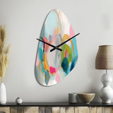 Pink Blue Minimalism Fluidity V - Asymmetric Metal Wall Clock