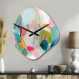 Pink Blue Minimalism Fluidity V - Asymmetric Metal Wall Clock