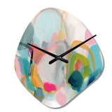 Pink Blue Minimalism Fluidity V - Asymmetric Metal Wall Clock