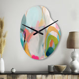 Pink Blue Minimalism Fluidity V - Asymmetric Metal Wall Clock