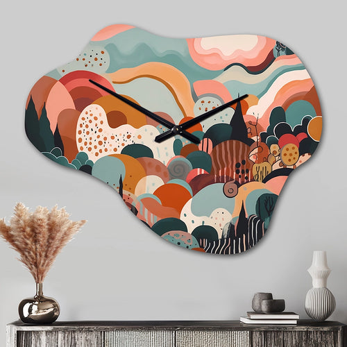 Pink Green Minimalism Explosion I - Asymmetric Metal Wall Clock