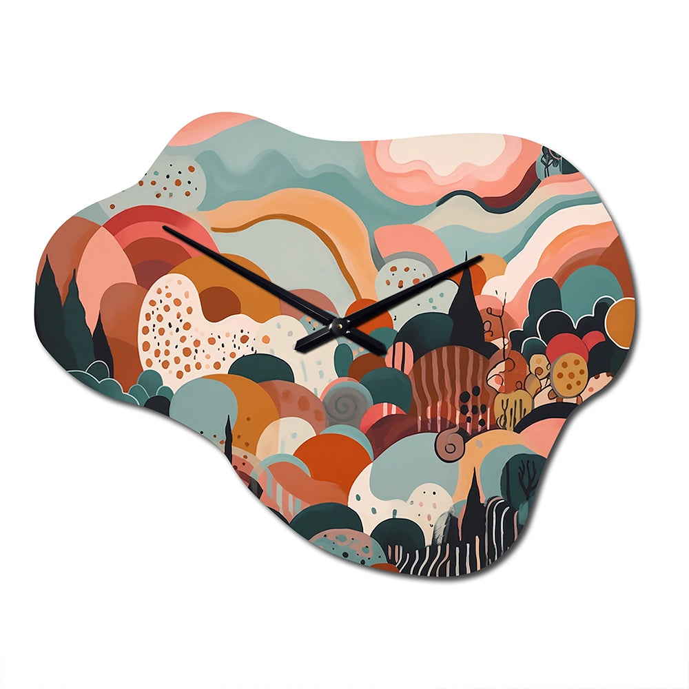 Pink Green Minimalism Explosion I - Asymmetric Metal Wall Clock