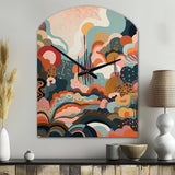 Pink Green Minimalism Explosion II - Asymmetric Metal Wall Clock