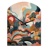 Pink Green Minimalism Explosion II - Asymmetric Metal Wall Clock