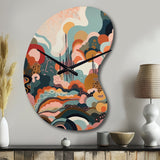 Pink Green Minimalism Explosion II - Asymmetric Metal Wall Clock