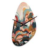 Pink Green Minimalism Explosion II - Asymmetric Metal Wall Clock
