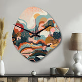 Pink Green Minimalism Explosion II - Asymmetric Metal Wall Clock