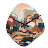 Pink Green Minimalism Explosion II - Asymmetric Metal Wall Clock