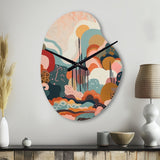 Pink Green Minimalism Explosion II - Asymmetric Metal Wall Clock