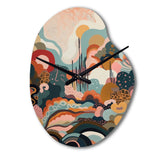 Pink Green Minimalism Explosion II - Asymmetric Metal Wall Clock