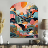 Pink Blue Minimalism Explosion - Asymmetric Metal Wall Clock