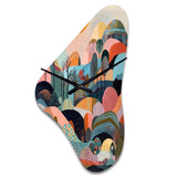 Pink Blue Minimalism Explosion - Asymmetric Metal Wall Clock