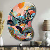 Pink Blue Minimalism Explosion - Asymmetric Metal Wall Clock