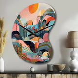 Pink Blue Minimalism Explosion - Asymmetric Metal Wall Clock
