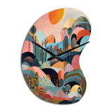 Pink Blue Minimalism Explosion - Asymmetric Metal Wall Clock