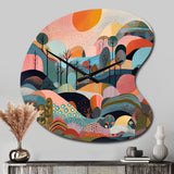 Pink Blue Minimalism Explosion - Asymmetric Metal Wall Clock