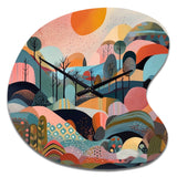 Pink Blue Minimalism Explosion - Asymmetric Metal Wall Clock