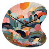 Pink Blue Minimalism Explosion - Asymmetric Metal Wall Clock