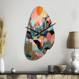Pink Blue Minimalism Explosion - Asymmetric Metal Wall Clock