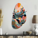 Pink Blue Minimalism Explosion - Asymmetric Metal Wall Clock
