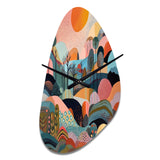 Pink Blue Minimalism Explosion - Asymmetric Metal Wall Clock