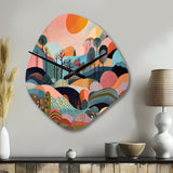 Pink Blue Minimalism Explosion - Asymmetric Metal Wall Clock