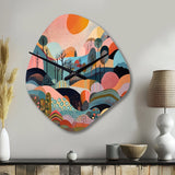 Pink Blue Minimalism Explosion - Asymmetric Metal Wall Clock