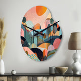 Pink Blue Minimalism Explosion - Asymmetric Metal Wall Clock