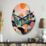 Pink Blue Minimalism Explosion - Asymmetric Metal Wall Clock