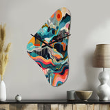 Blue Green Minimalism Explosion - Asymmetric Metal Wall Clock