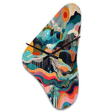 Blue Green Minimalism Explosion - Asymmetric Metal Wall Clock