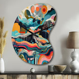 Blue Green Minimalism Explosion - Asymmetric Metal Wall Clock