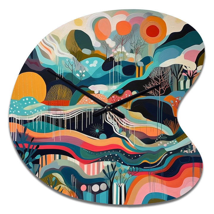 Blue Green Minimalism Explosion - Asymmetric Metal Wall Clock