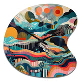 Blue Green Minimalism Explosion - Asymmetric Metal Wall Clock