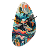 Blue Green Minimalism Explosion - Asymmetric Metal Wall Clock