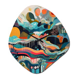 Blue Green Minimalism Explosion - Asymmetric Metal Wall Clock