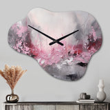Evolving Shapes In Pink Marble V - Asymmetric Metal Wall Clock