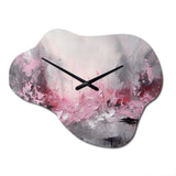 Evolving Shapes In Pink Marble V - Asymmetric Metal Wall Clock