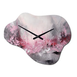 Evolving Shapes In Pink Marble V - Asymmetric Metal Wall Clock