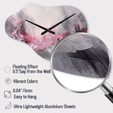 Evolving Shapes In Pink Marble V - Asymmetric Metal Wall Clock