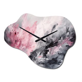 Evolving In Pink Grey Liquid Ink I - Asymmetric Metal Wall Clock