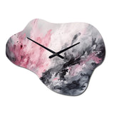 Evolving In Pink Grey Liquid Ink I - Asymmetric Metal Wall Clock