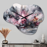 Evolving In Pink Grey Liquid Ink II - Asymmetric Metal Wall Clock