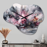 Evolving In Pink Grey Liquid Ink II - Asymmetric Metal Wall Clock