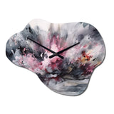 Evolving In Pink Grey Liquid Ink II - Asymmetric Metal Wall Clock