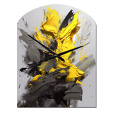 Yellow Grey Vibrant Swirls I - Asymmetric Metal Wall Clock